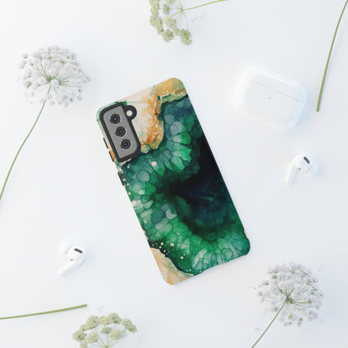 Green Geode in Watercolor - Impact Resistant Phone Case